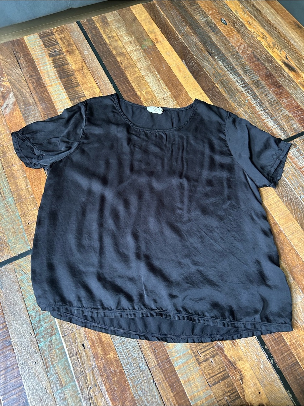 Nation LTD Black Short-Sleeve Viscose Scoop Neck Tee